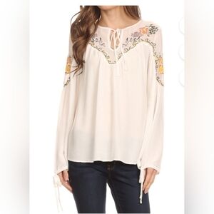 NWT Sakkas Enja Long Bell Sleeve Rayon Batik Blouse SZ 1X